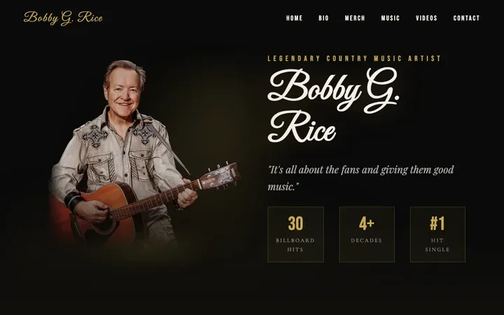 The home page of Bobby G. Rice at bobbygrice.com