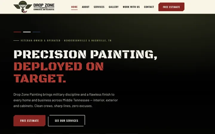 The home page of Drop Zone Painting at dropzonepainting.com